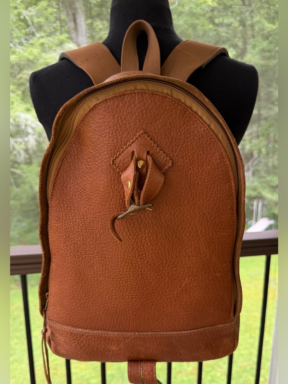 Vintage Taras Boulba by ASICS Pebbled Tan Leather Backpack Lg Japan Rare